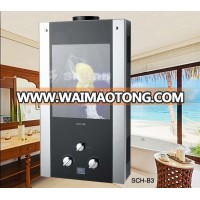 Tankless gas geyser water heater with safety device